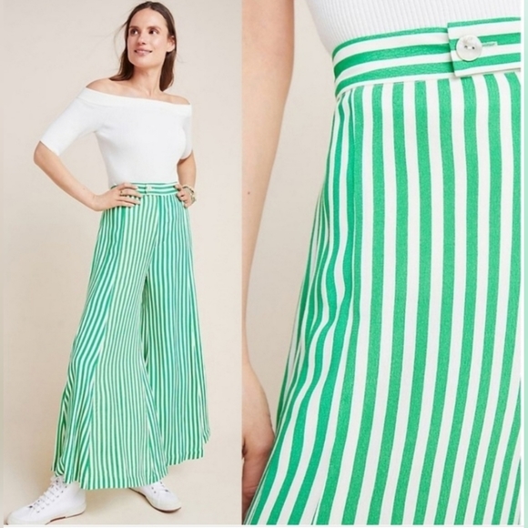 Anthropologie Pants - ANTHROPOLOGIE NWT green stripe pants